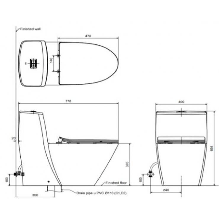 Bồn cầu 1 khối nắp điện tử INAX AC-919R + CW-KB22AVN