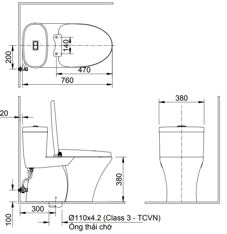 Bồn cầu 1 khối nắp điện tử INAX AC-959A + CW-H17VN