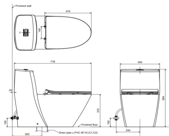 Bồn cầu 1 khối nắp điện tử INAX AC-991R + CW-KB22AVN