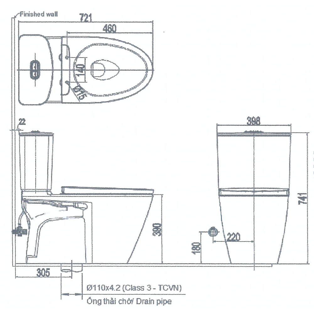 Bồn cầu 2 khối nắp điện tử INAX ACT-602 + CW-H17VN