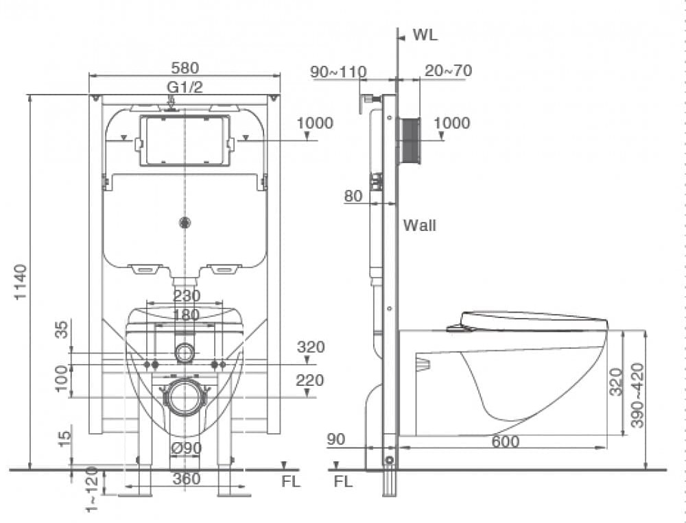 Bồn cầu treo tường nắp điện tử INAX AC-23P + CW-H20VN