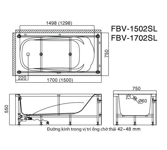 Bồn tắm yếm Inax FBV-1502SL (FBV1502SL)