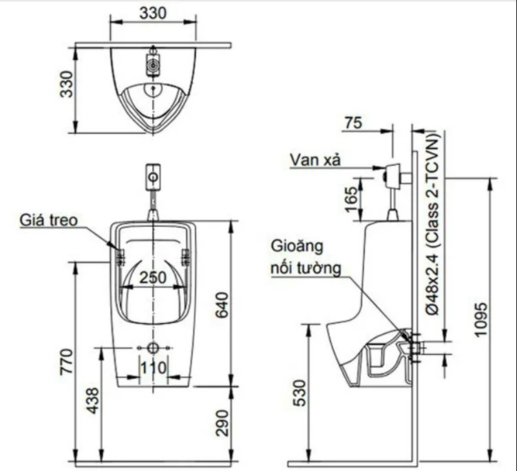 Bồn tiểu treo tường INAX AU-431VAC (AU431VAC)
