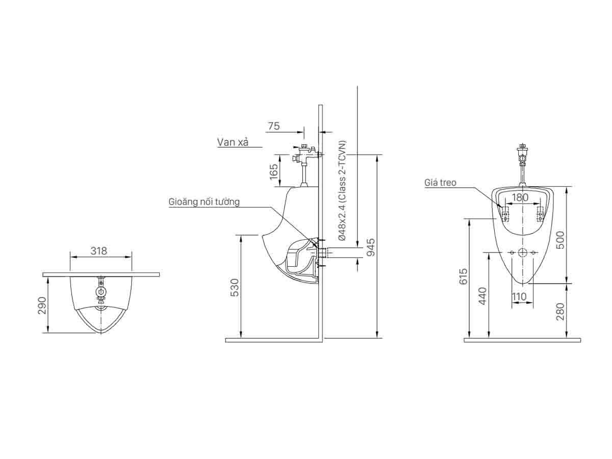Bồn tiểu nam INAX U-440V (U440V)