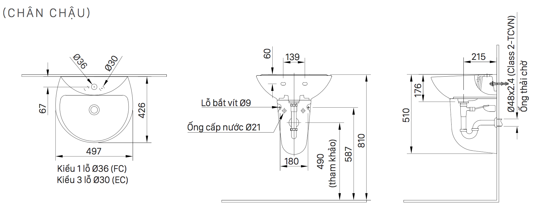 Chân chậu lavabo lửng INAX L-288VC (L288VC)