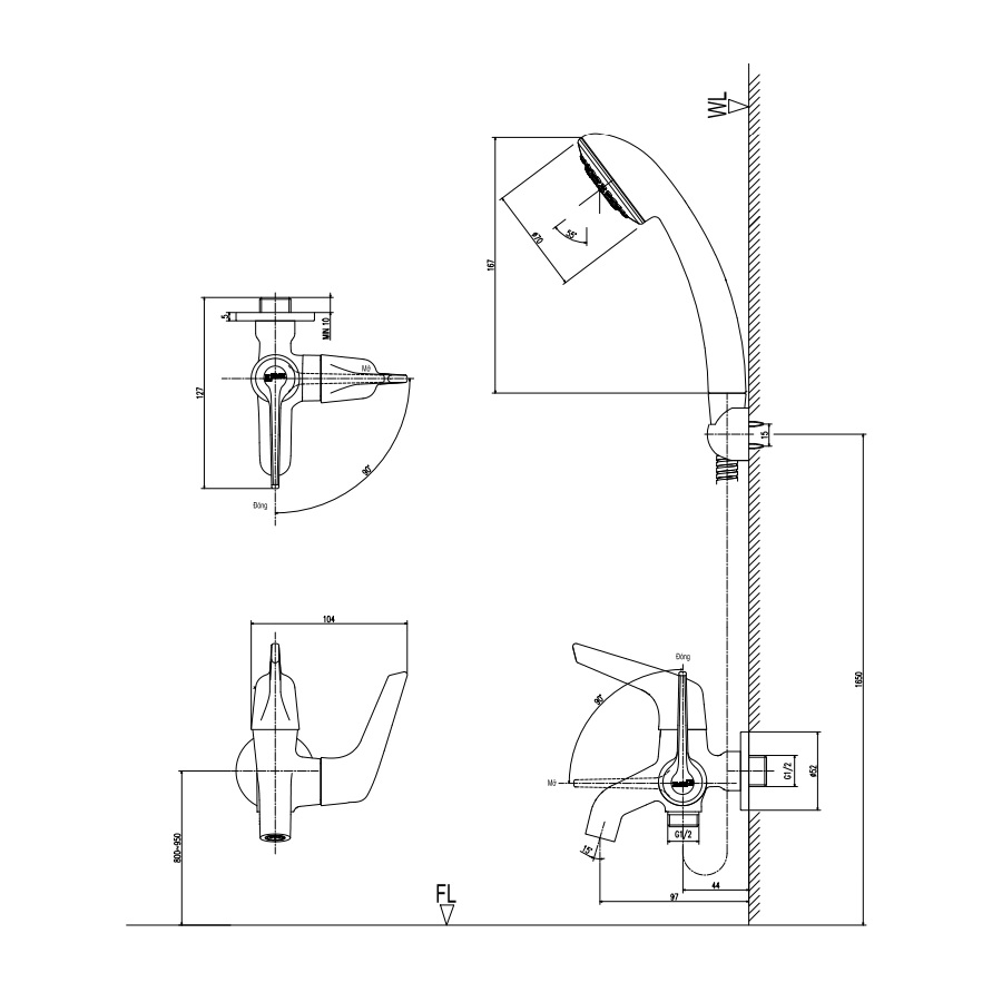 Bộ vòi sen tắm lạnh INAX BFV-17-7C (BFV177C)
