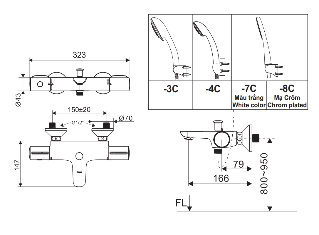 Sen tắm nhiệt độ INAX BFV-3413T-8C (BFV3413T8C)