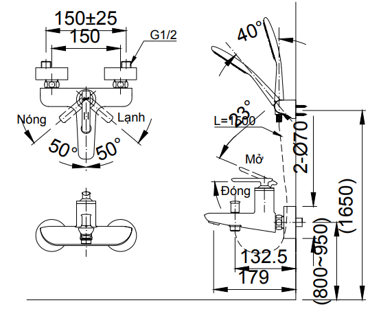 Bộ vòi sen tắm nóng lạnh INAX BFV-4103S-5C (BFV4103S5C)