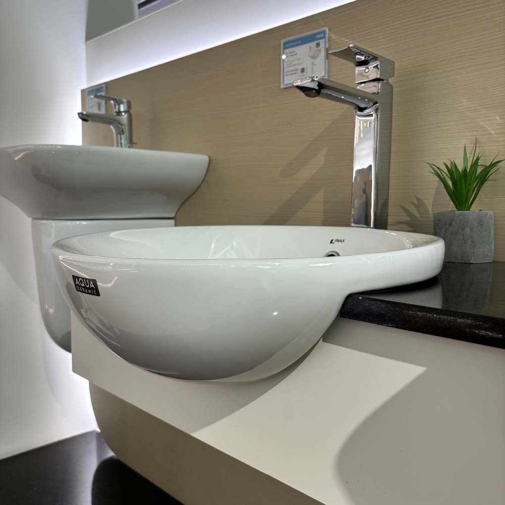 Chậu rửa mặt lavabo bán âm INAX AL-333V (AL333V) men Aqua Ceramic