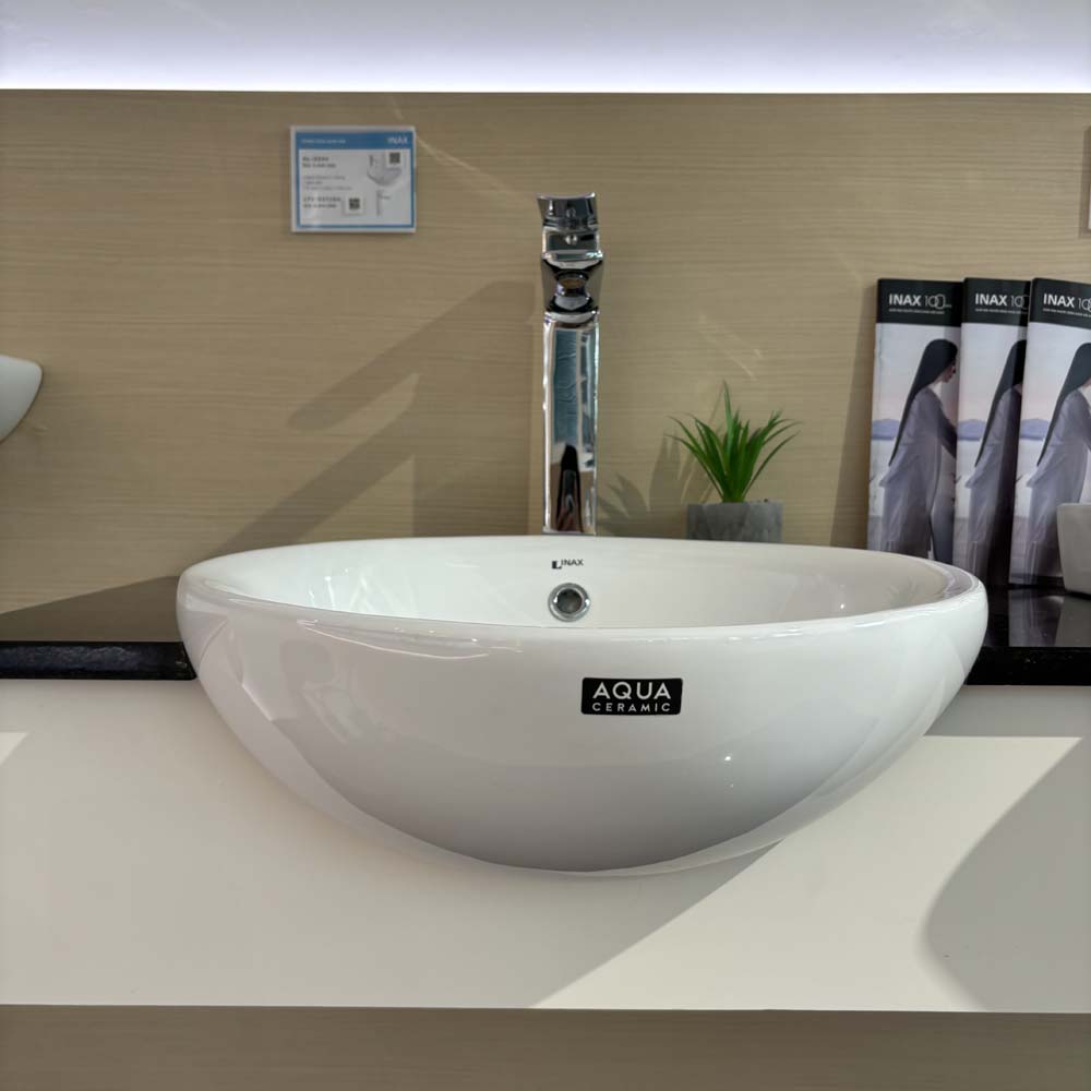 Chậu rửa mặt lavabo bán âm INAX AL-333V (AL333V) men Aqua Ceramic