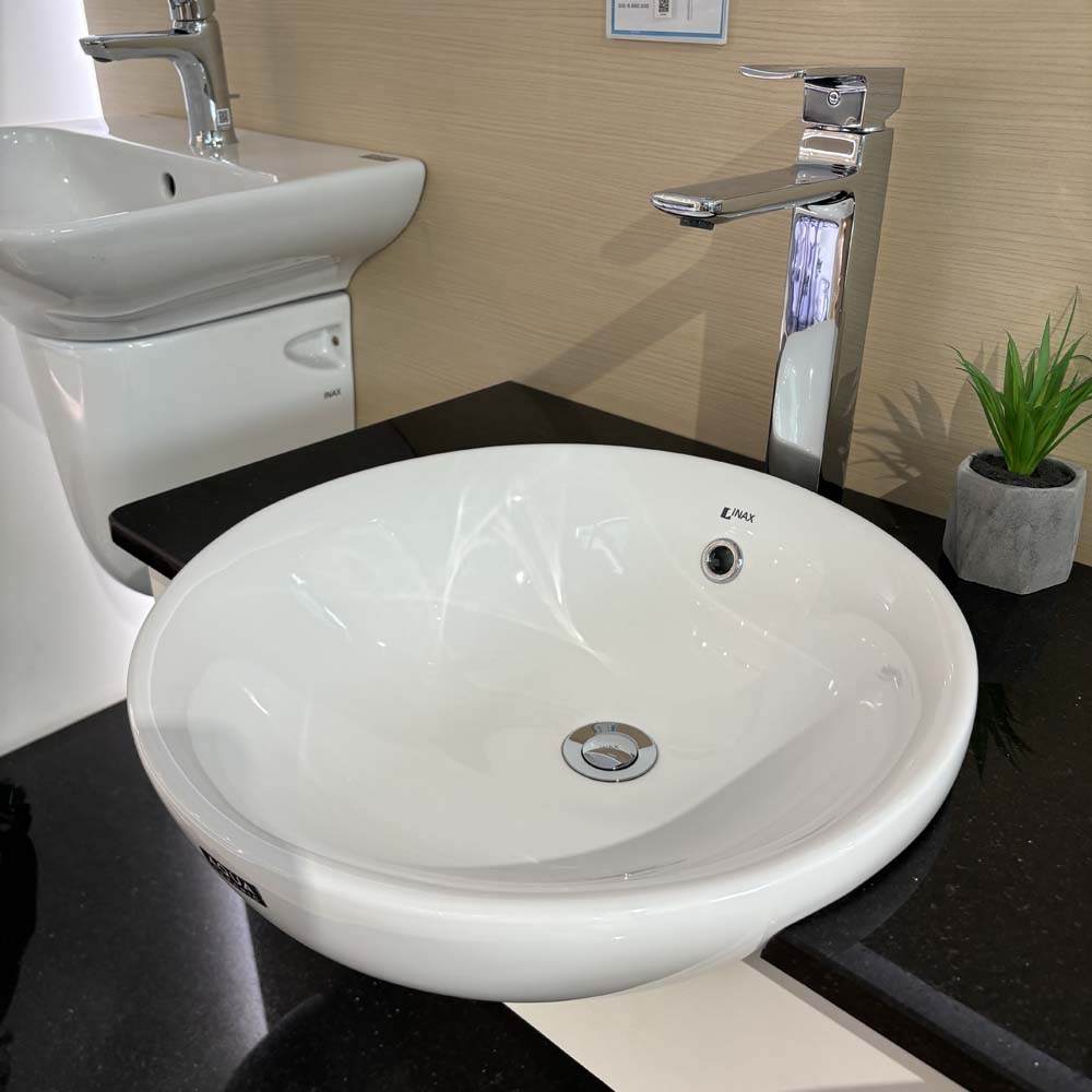 Chậu rửa mặt lavabo bán âm INAX AL-333V (AL333V) men Aqua Ceramic