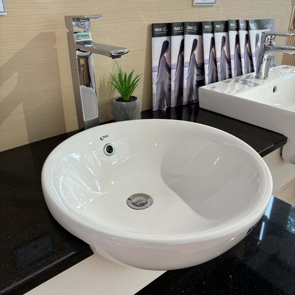 Chậu rửa mặt lavabo bán âm INAX AL-333V (AL333V) men Aqua Ceramic