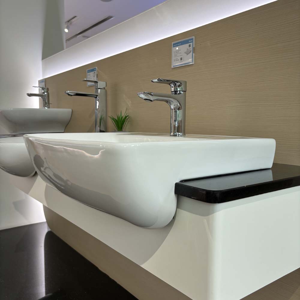 Chậu rửa mặt lavabo bán âm INAX AL-345V (AL345V) (AL-345VFC) men Aqua Ceramic