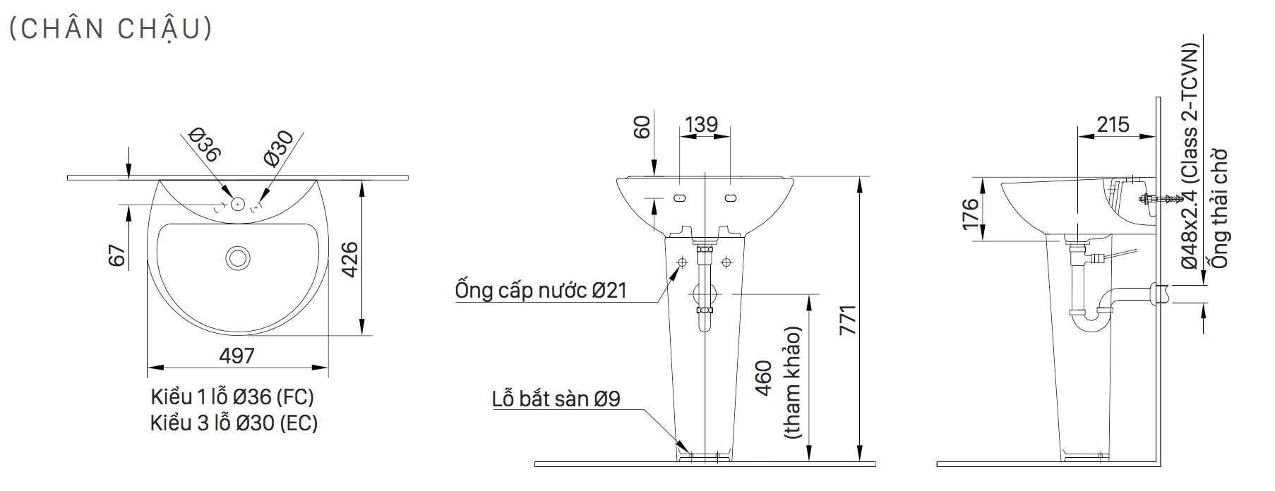 Chân chậu lavabo dài INAX L-288VD (L288VD)