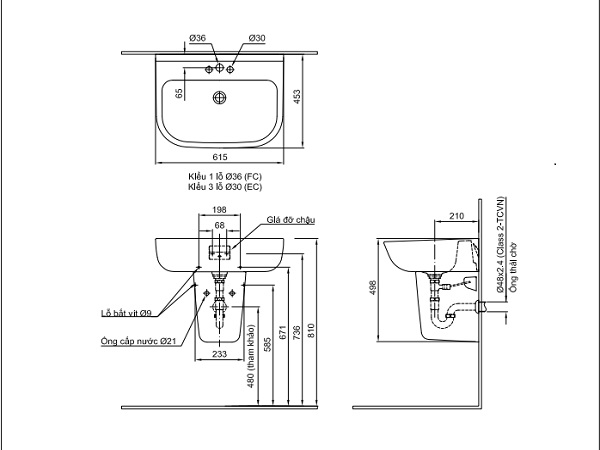 Chậu rửa lavabo treo tường INAX L-298V (L298V) (L-298VFC)