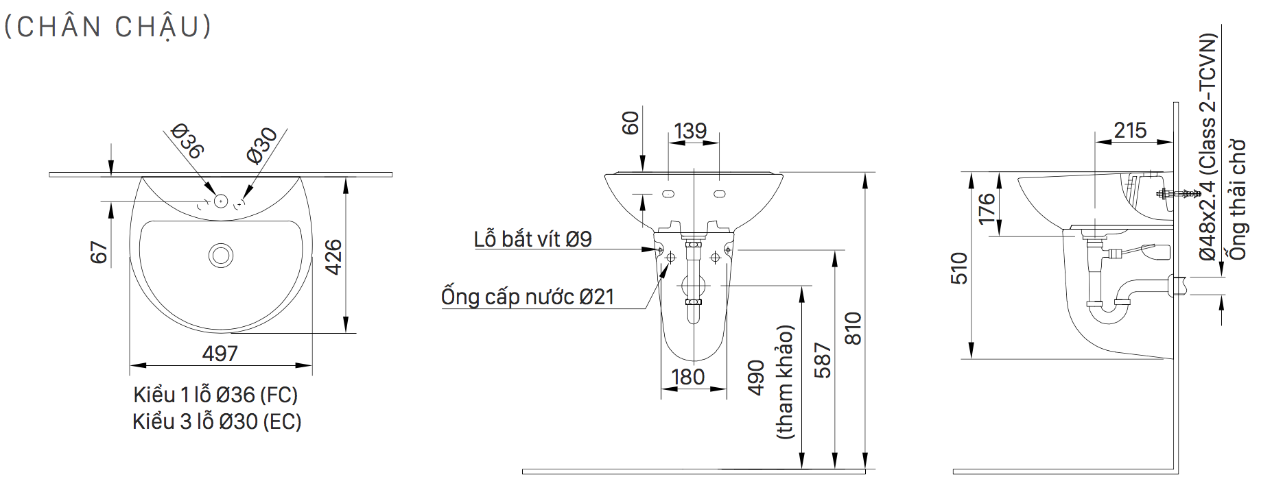 Bản vẽ kỹ thuật bồn chậu rửa mặt lavabo treo tường L285V INAX