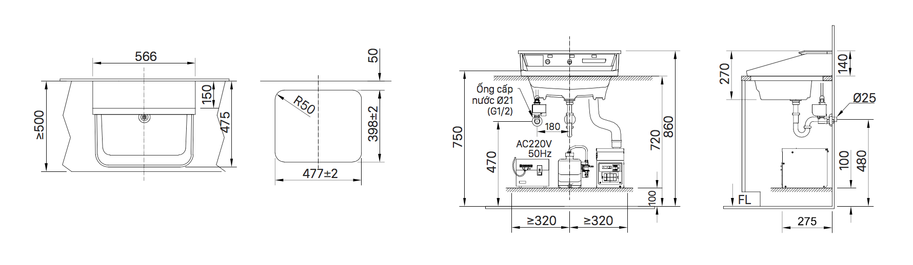 Chậu rửa lavabo treo tường INAX L-C11A3-AS (LC11A3AS) tích hợp chức năng tự động