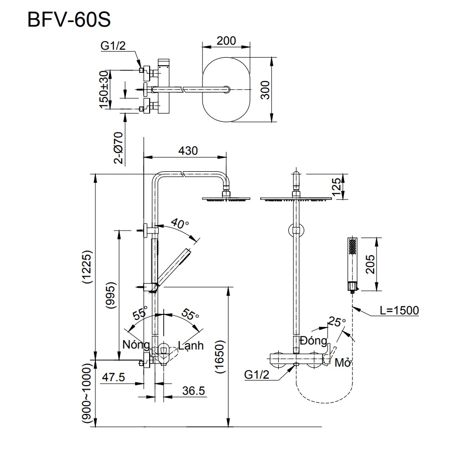 Sen cây tắm đứng nóng lạnh INAX BFV-60S (BFV60S)