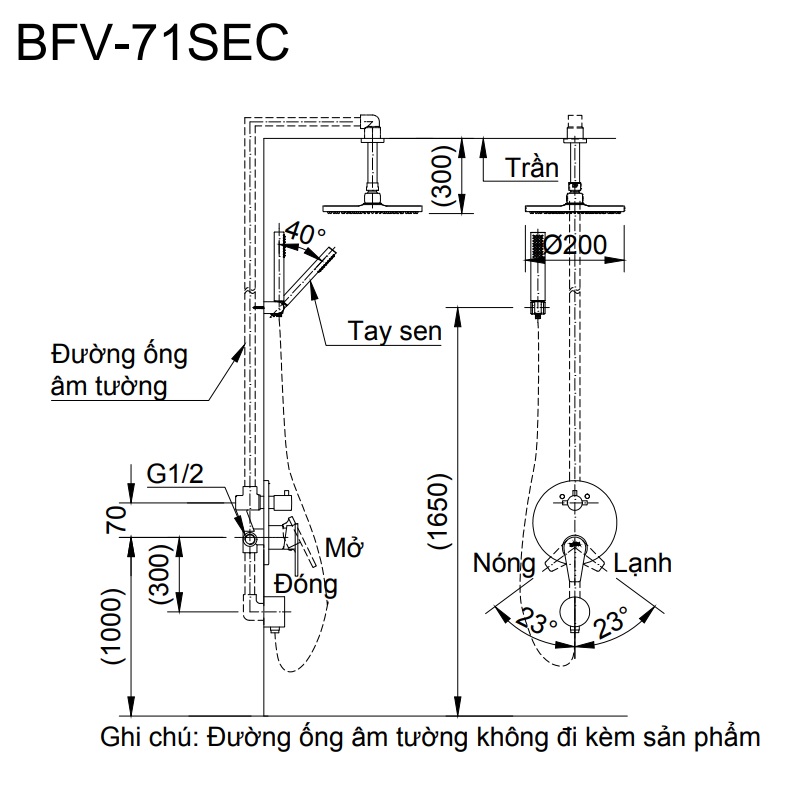 Sen tắm âm tường nóng lạnh INAX BFV-71SEC (BFV71SEC)