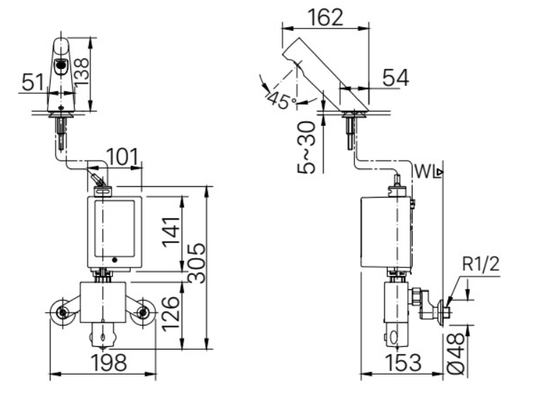 Vòi chậu cảm ứng nóng lạnh INAX AMV-300K (AMV300K)