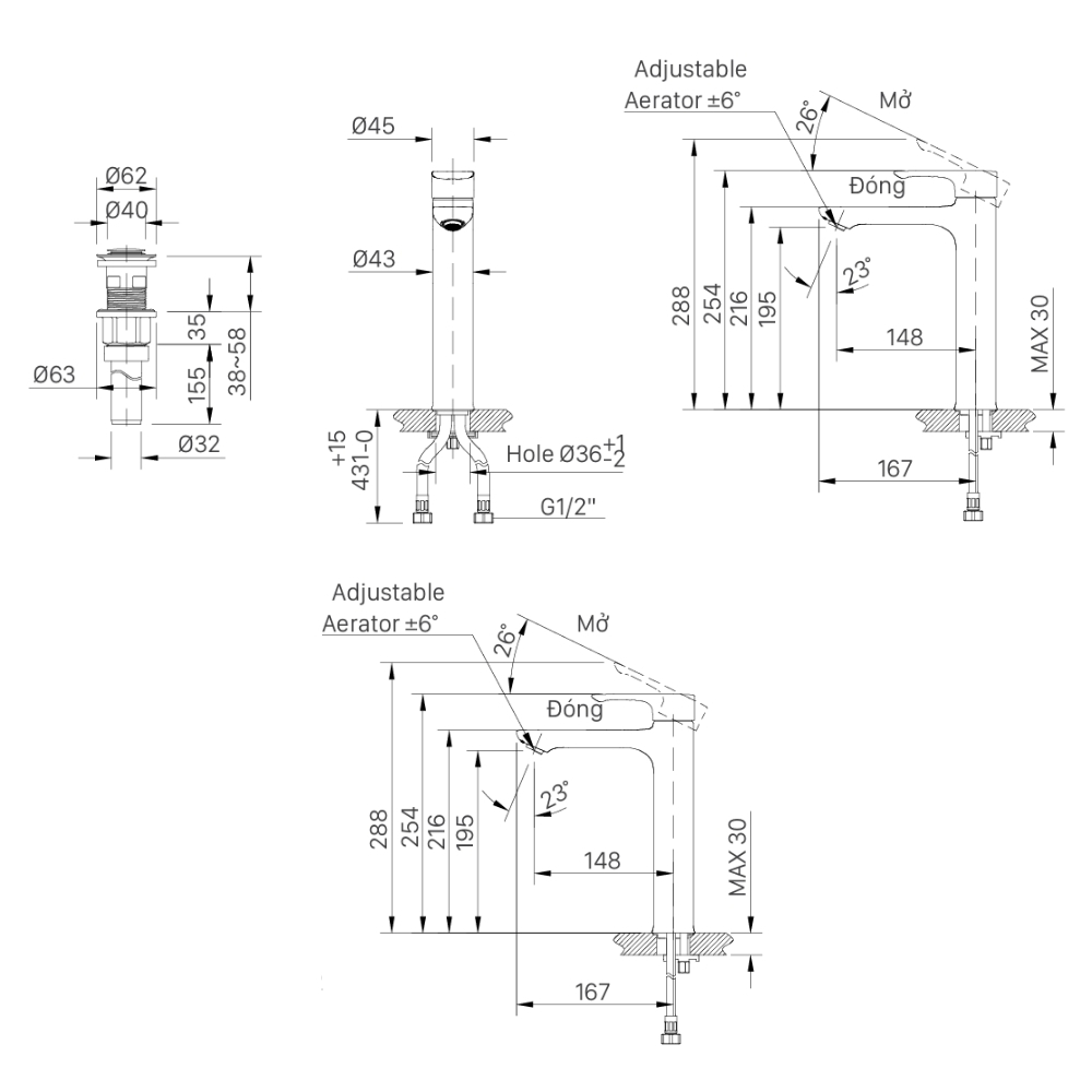 Vòi chậu lavabo nóng lạnh INAX LFV-612SH-2