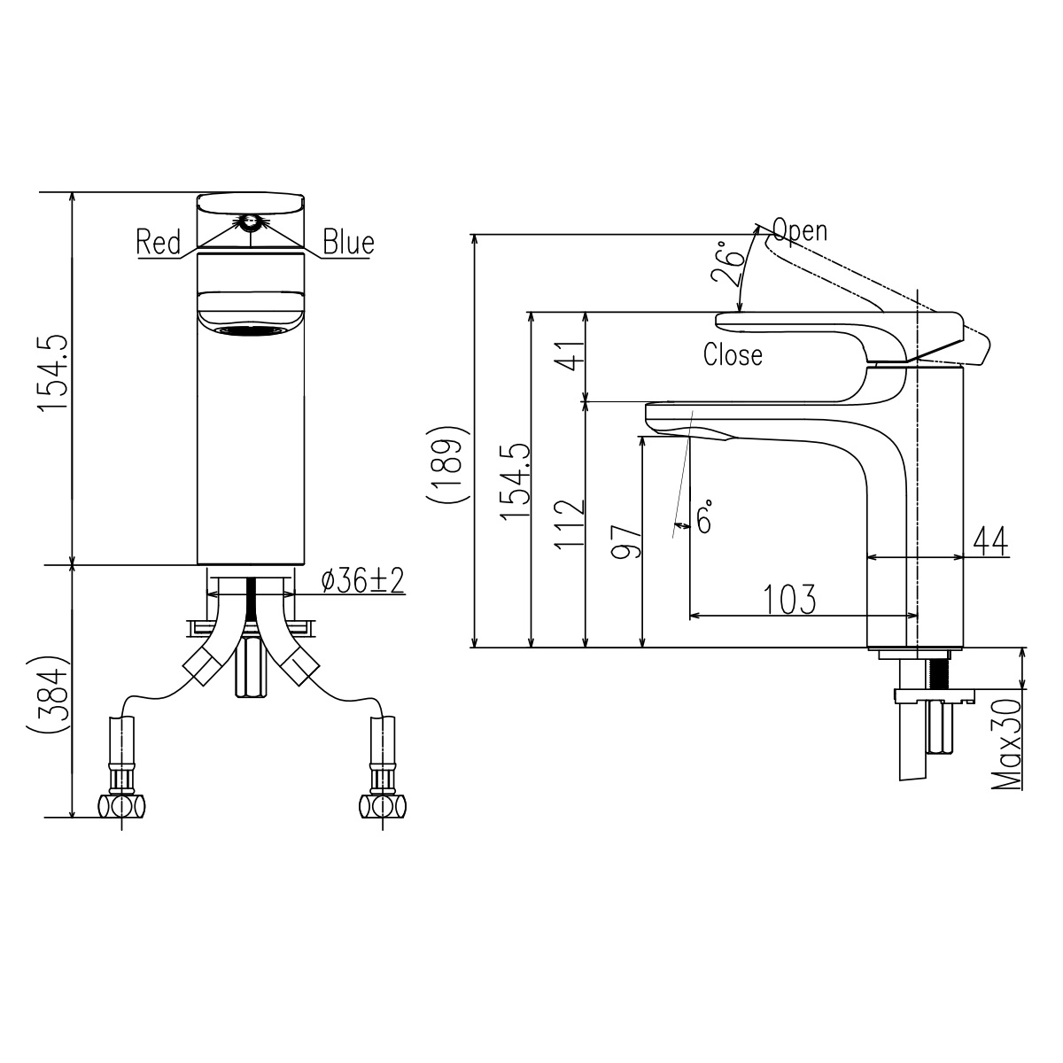 Vòi chậu lavabo nóng lạnh INAX LFV-632S (LFV632S)