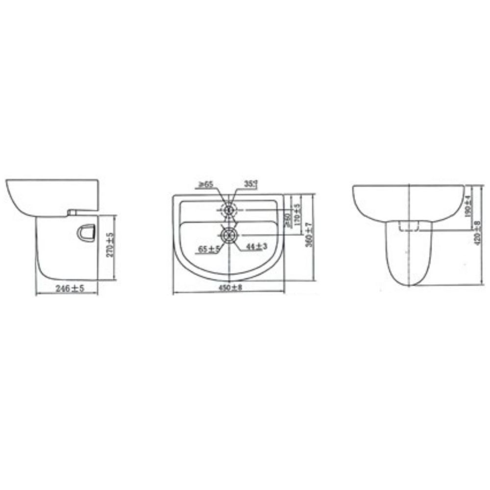Chậu rửa mặt lavabo treo tường chân lửng JOMOO 12808-1/11P-I011