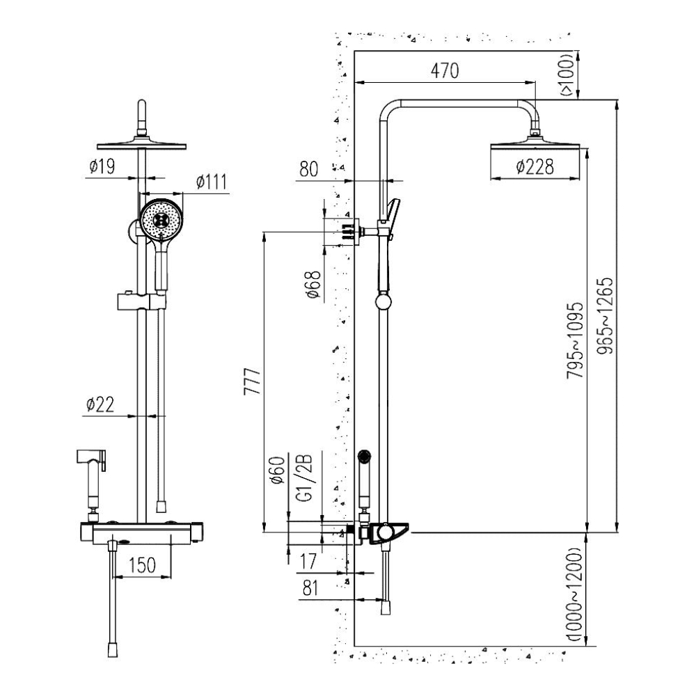 Sen cây tắm đứng ổn nhiệt có tẩy cặn JOMOO 26163-644/1B-I011