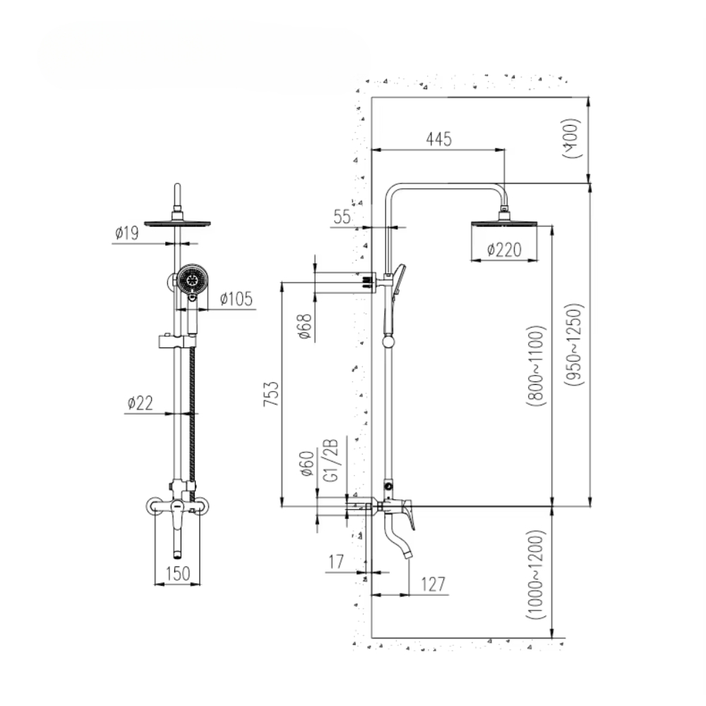 Sen cây tắm đứng nóng lạnh JOMOO 36510-122/1B-I011