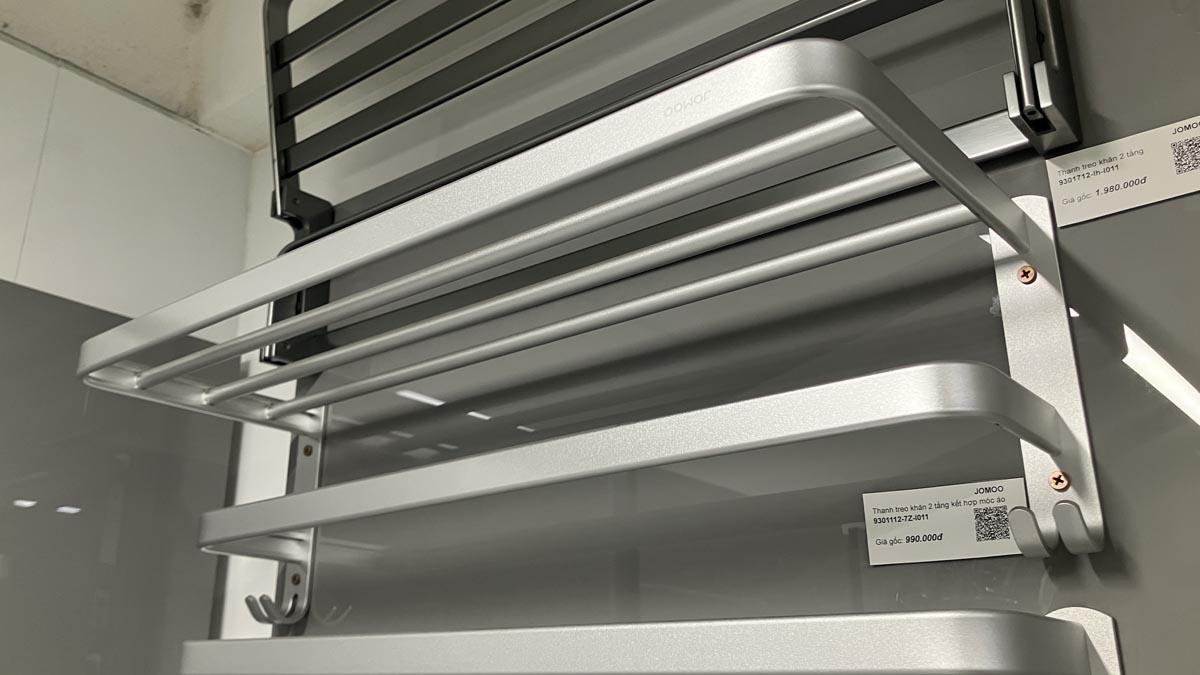 Thanh treo khăn 2 tầng kết hợp móc áo JOMOO 9301112-7Z-I011