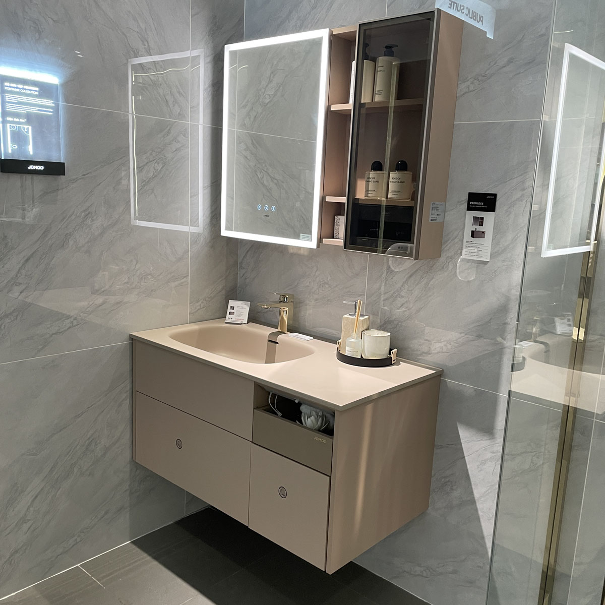 Bộ tủ chậu & tủ gương size 100cm JOMOO A2471-16BL-1