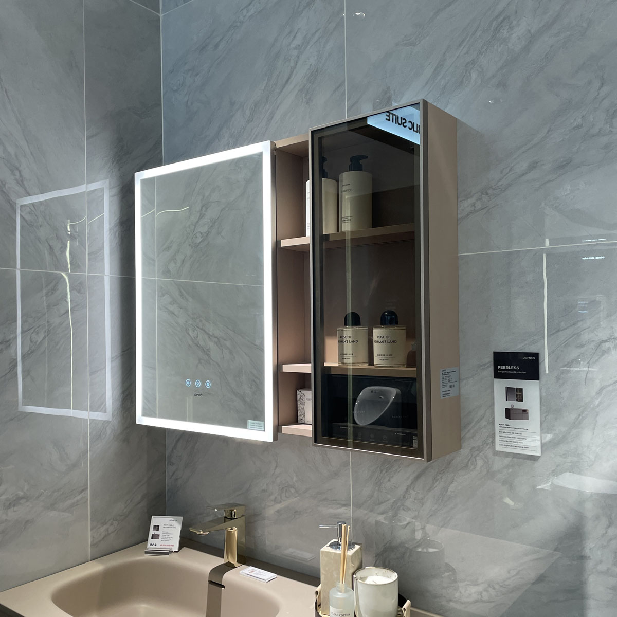 Bộ tủ chậu & tủ gương size 100cm JOMOO A2471-16BL-1