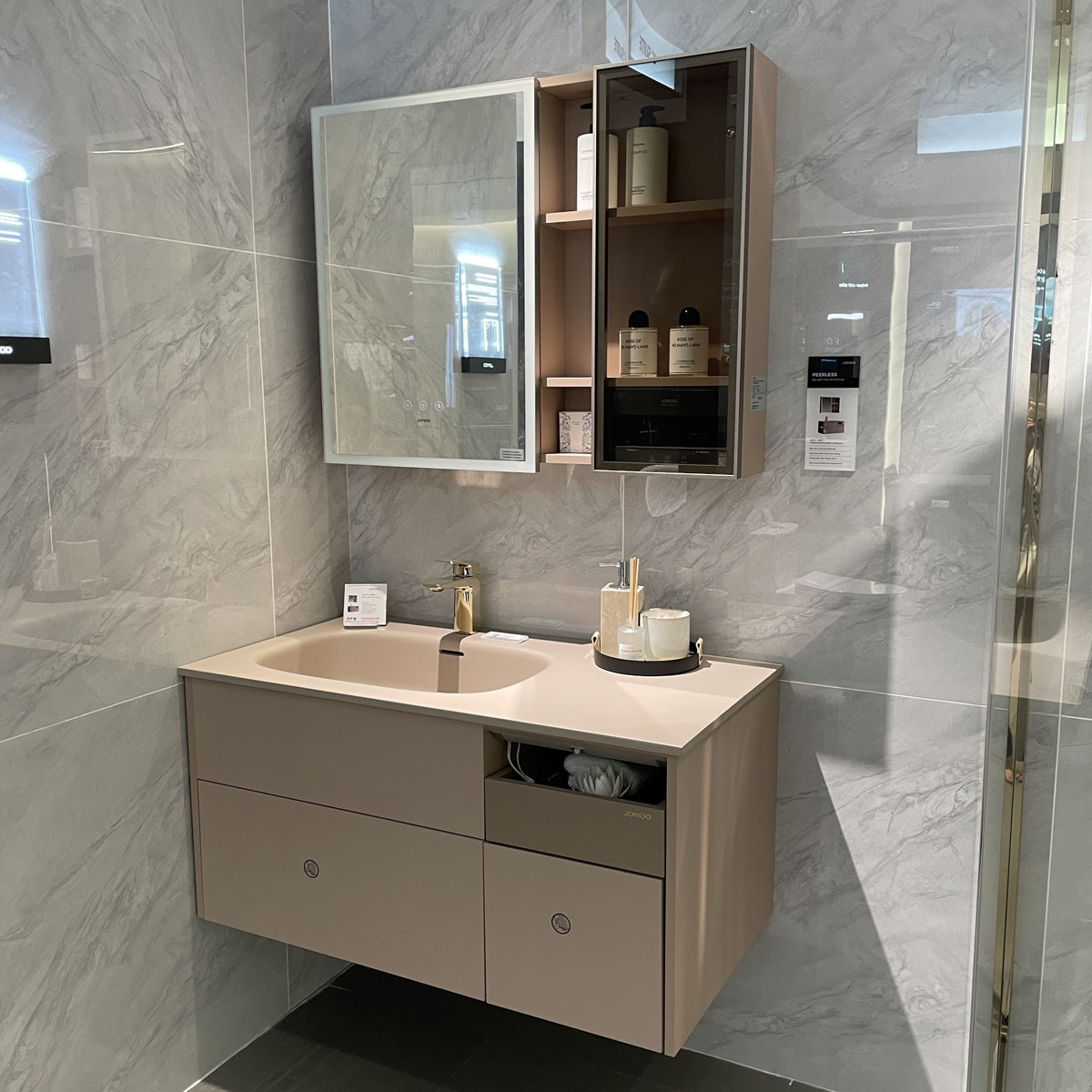 Bộ tủ chậu & tủ gương size 100cm JOMOO A2471-16BL-1