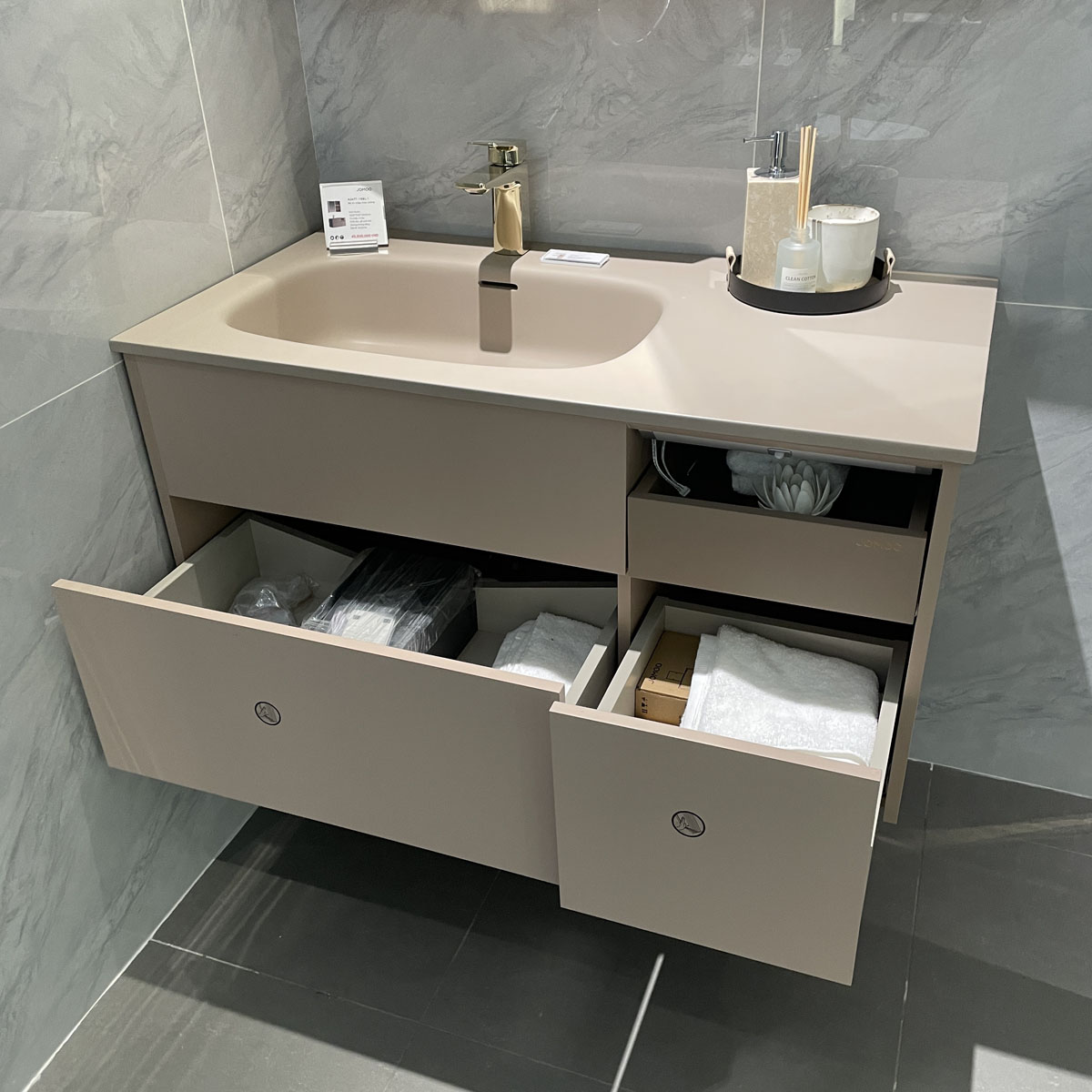 Bộ tủ chậu & tủ gương size 100cm JOMOO A2471-16BL-1