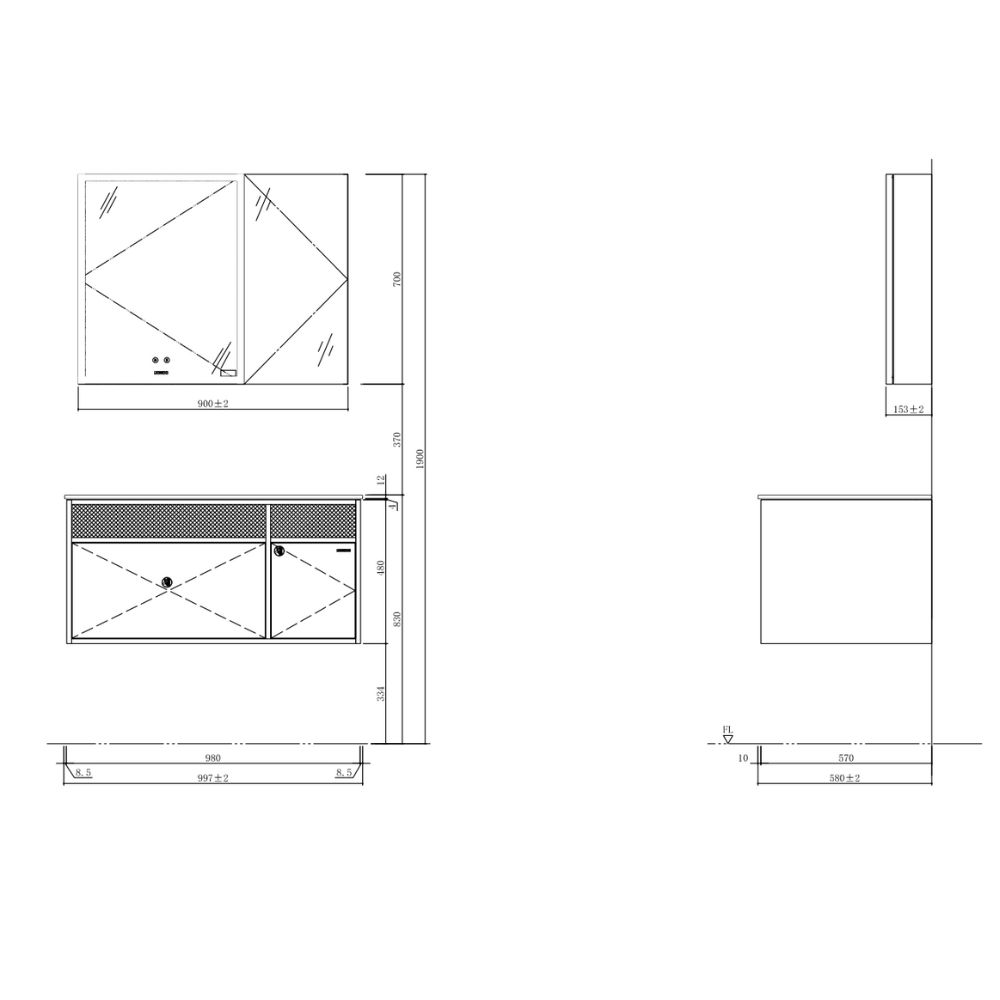 Bộ tủ chậu & tủ gương size 100cm JOMOO A2502-16CE-1