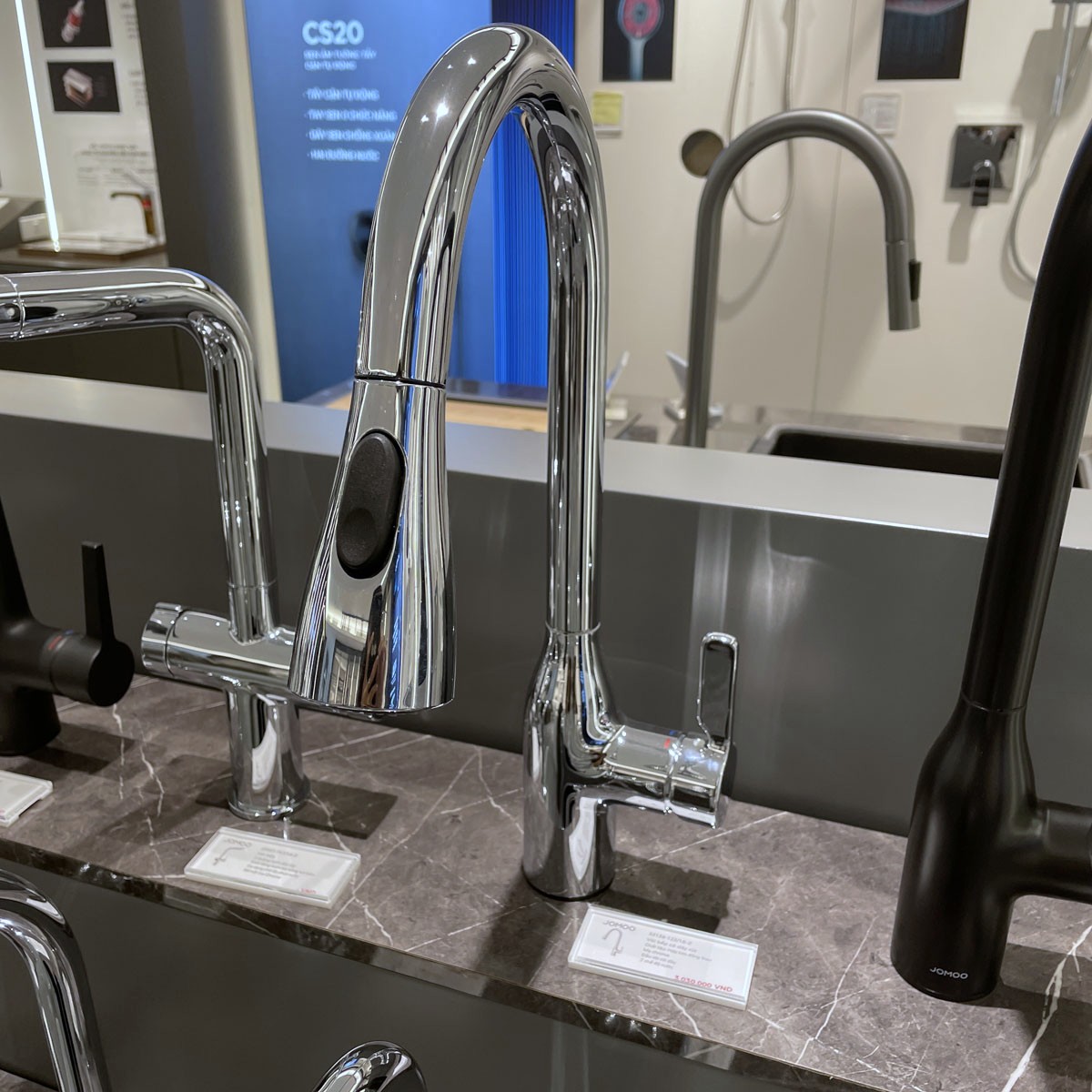 Vòi rửa chén bát nóng lạnh dây rút JOMOO 33138-123