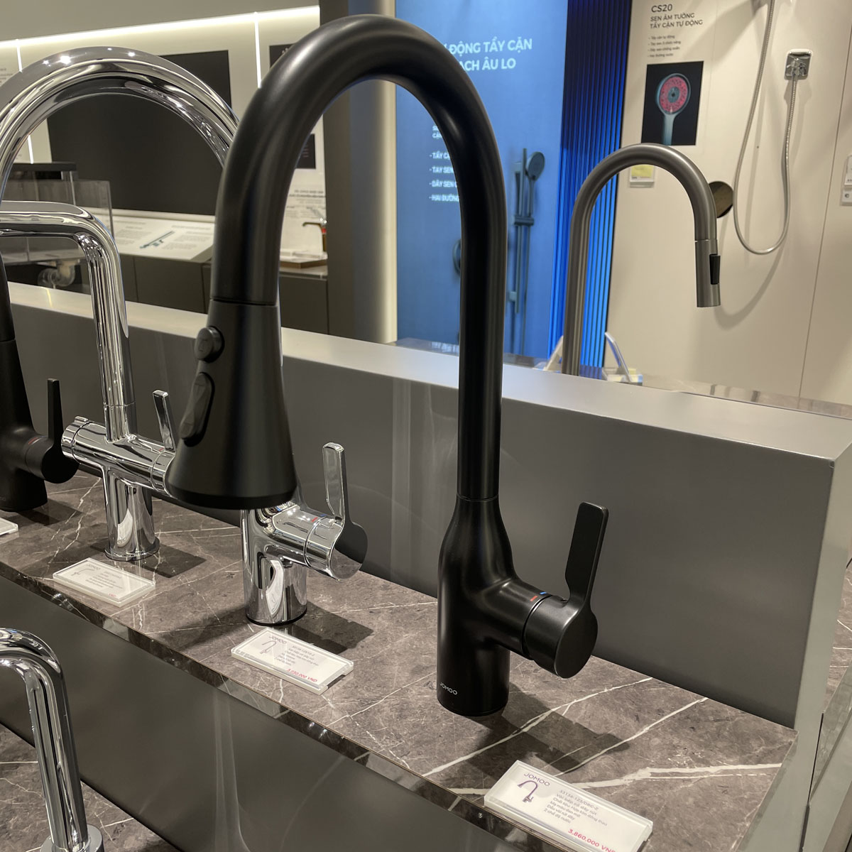 Vòi rửa chén bát nóng lạnh dây rút JOMOO 33138-123