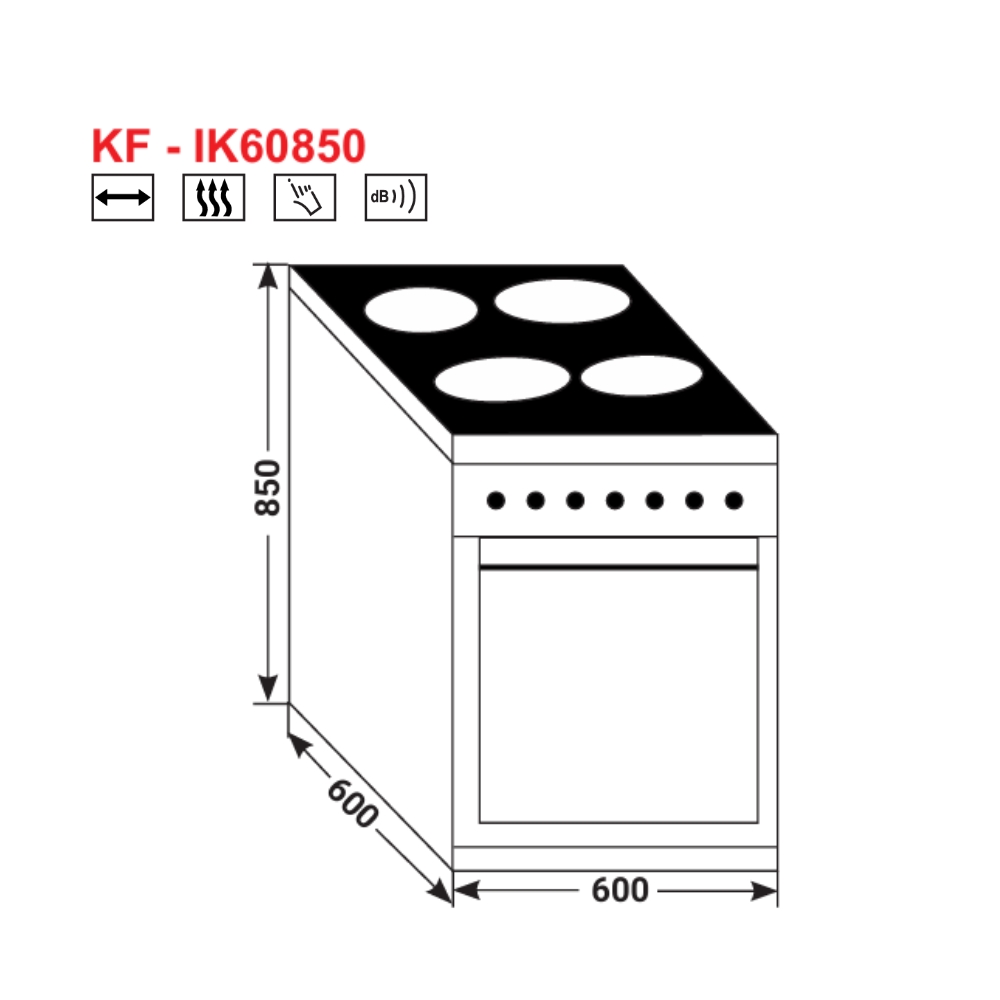 Lò nướng kết hợp bếp điện từ 4 vùng nấu KAFF KF-IK60850
