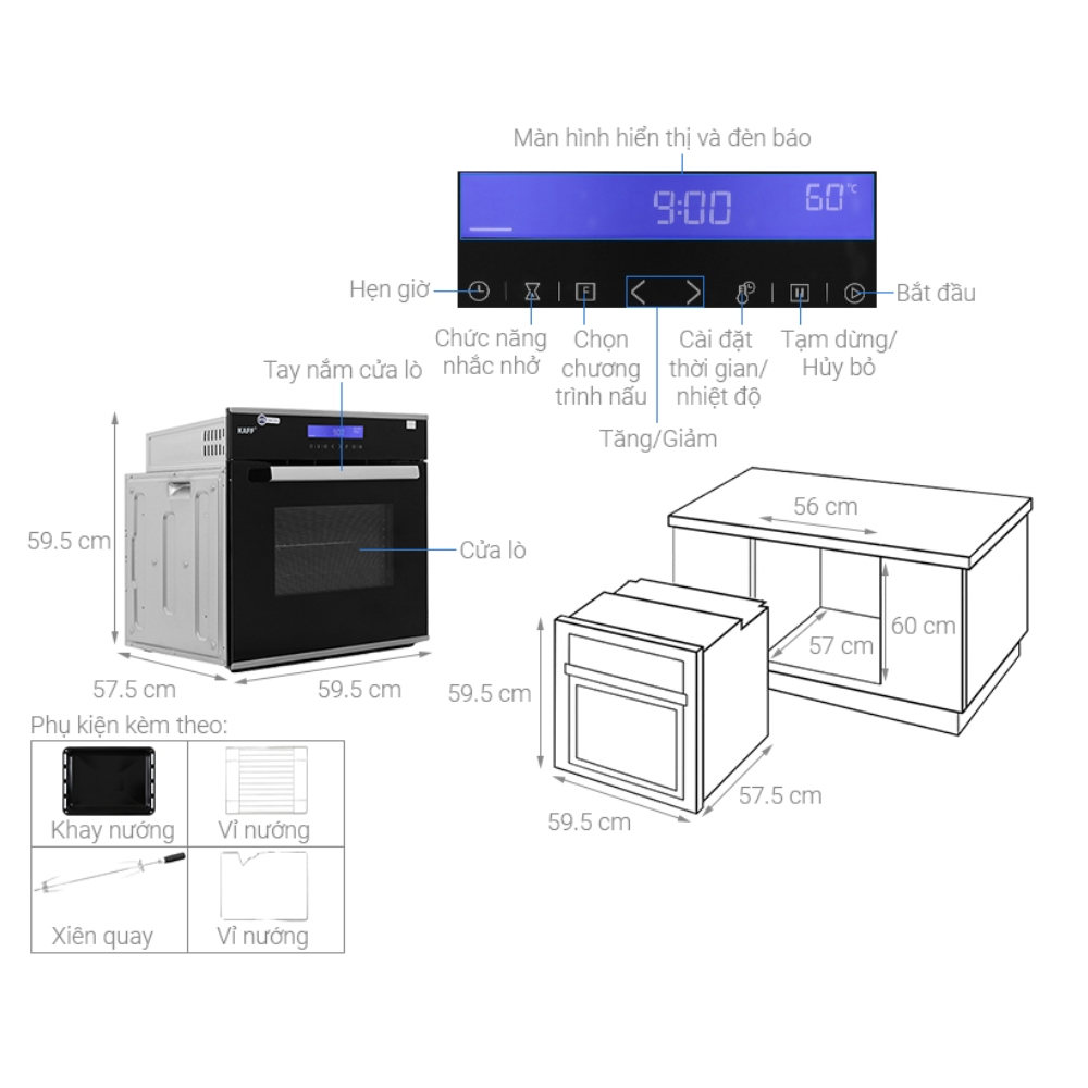 Lò nướng dung tích 67L KAFF KF-T90S