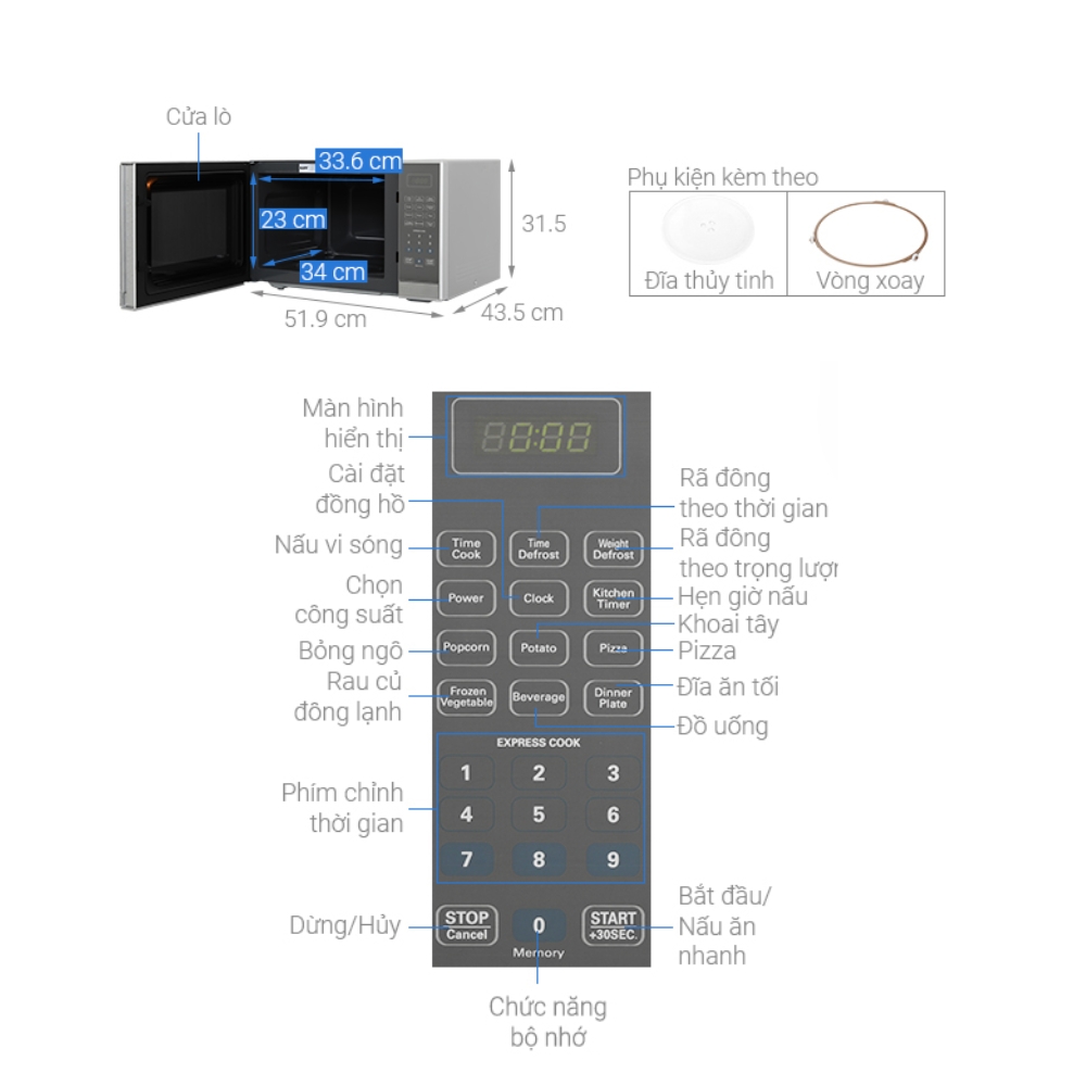 Lò vi sóng kết hợp nướng KAFF KF-EM036ALMW / KF-EM036ALMB