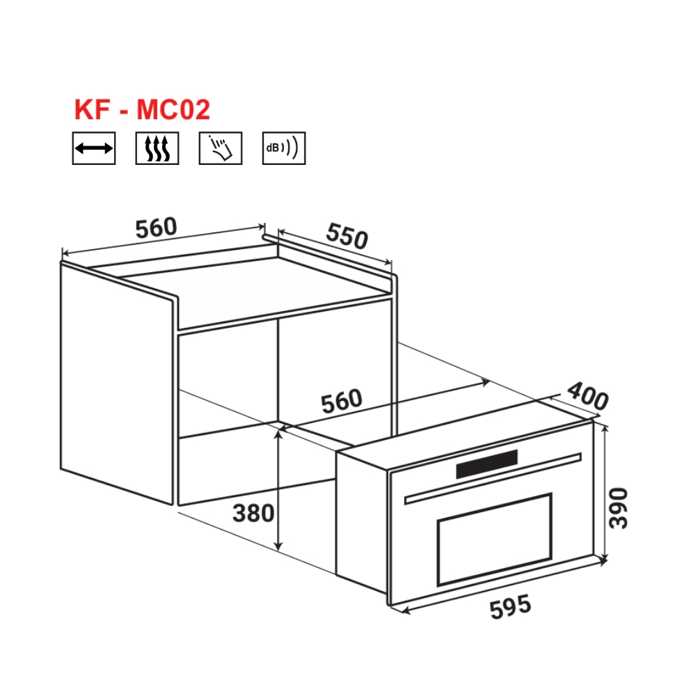 Lò vi sóng âm tủ kết hợp nướng thân inox KAFF KF-MC02