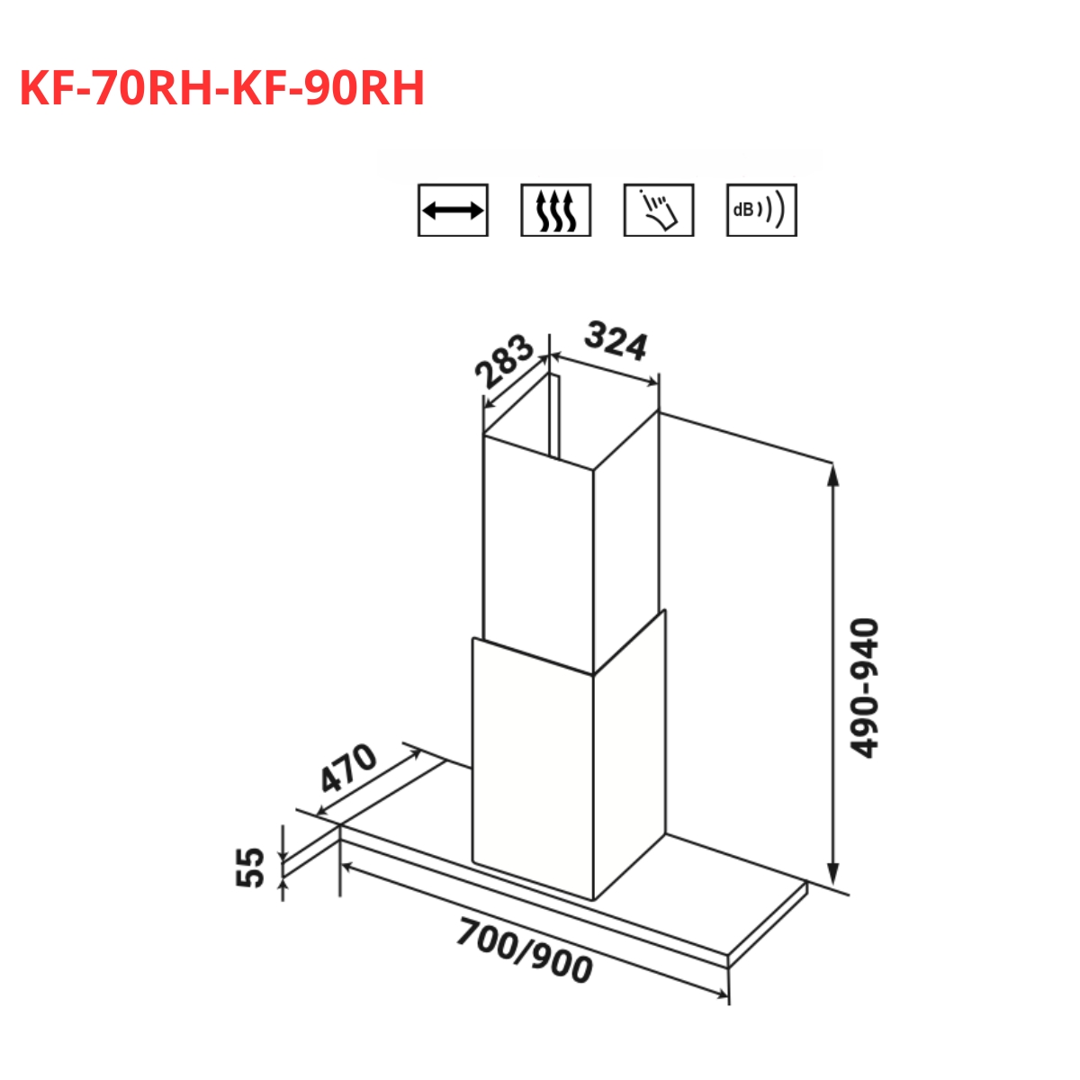 Máy hút mùi kính toa KAFF KF-70RH / KF-90RH