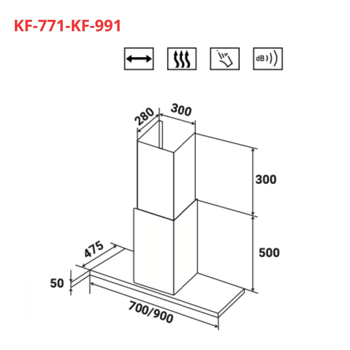 Máy hút mùi kính toa KAFF KF-771 / KF-991