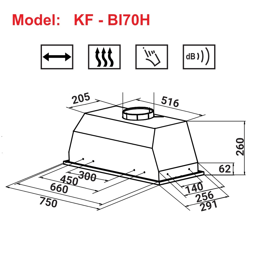 Máy hút mùi âm toàn phần KAFF KF-BI70H