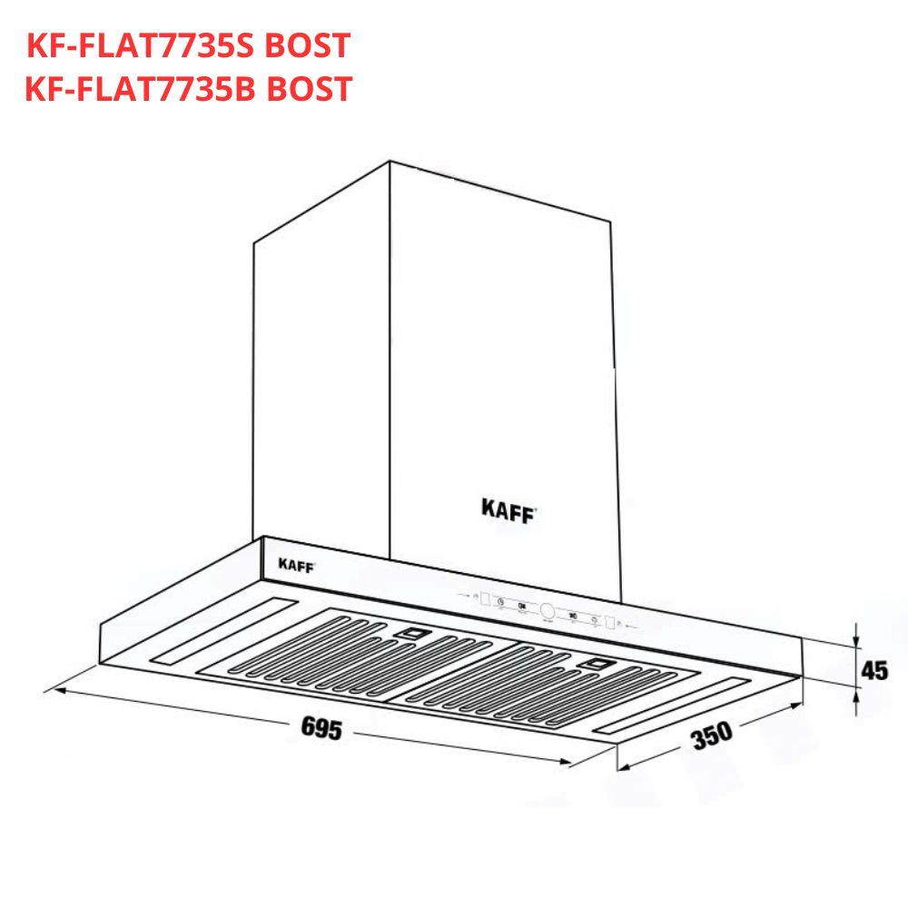 Máy hút mùi kính toa vẫy tay KAFF KF-FLAT7735S BOST / KF-FLAT7735B BOST