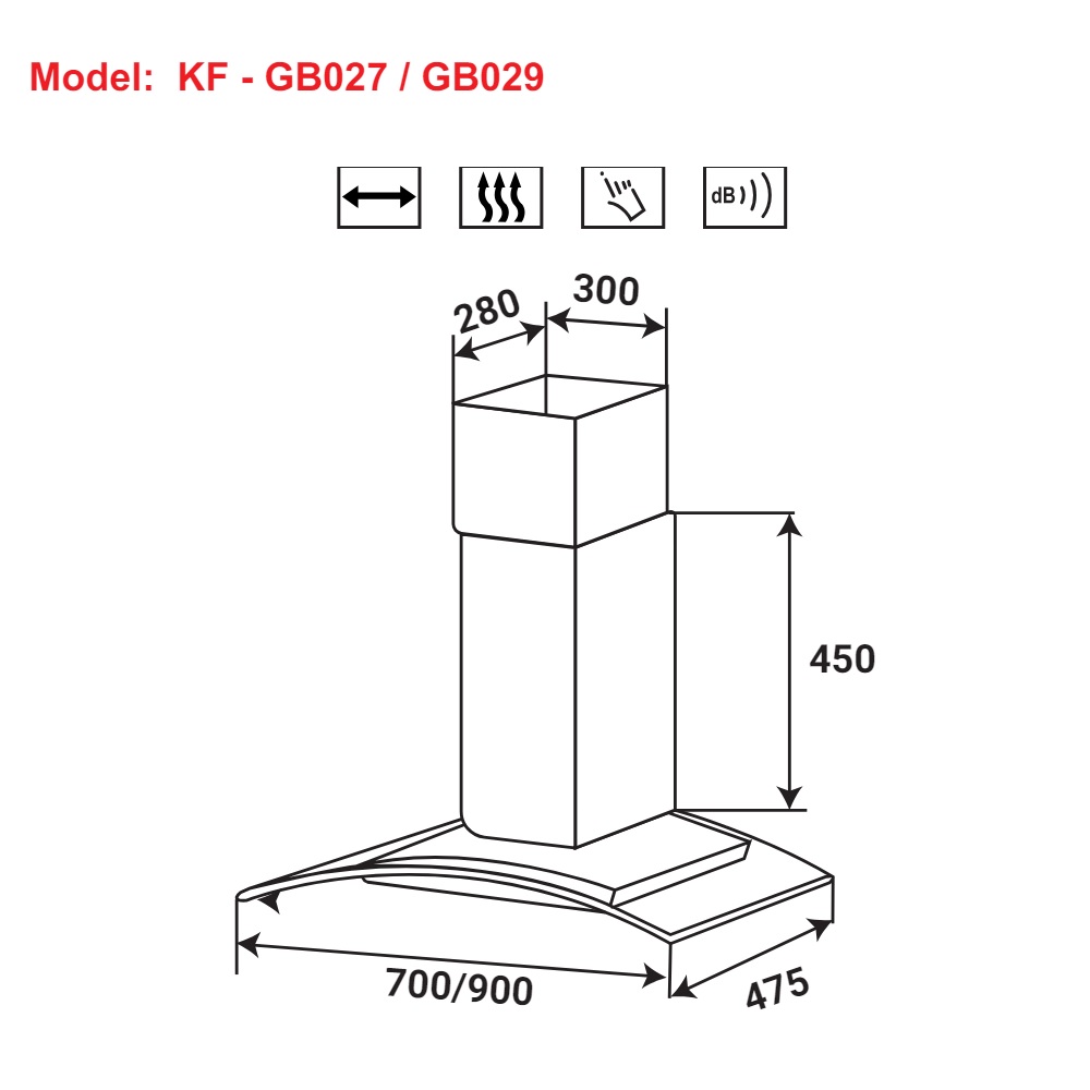 Máy hút mùi kính cong KAFF KF-GB027 / KF-GB029