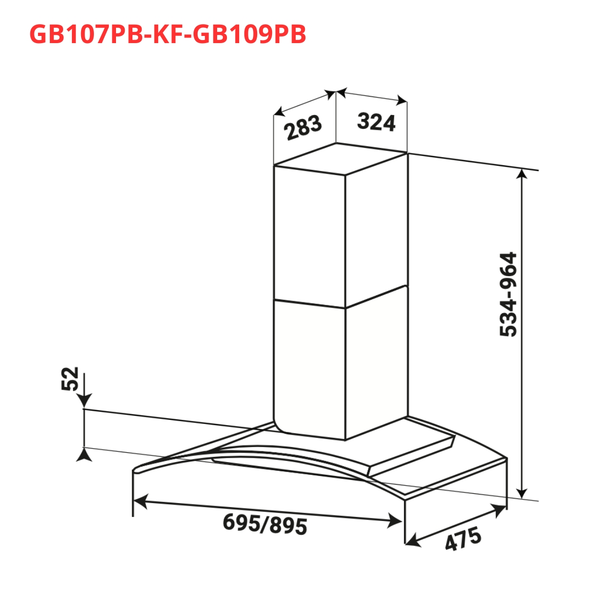 Máy hút mùi kính cong KAFF KF-GB107PB / KF-GB109PB