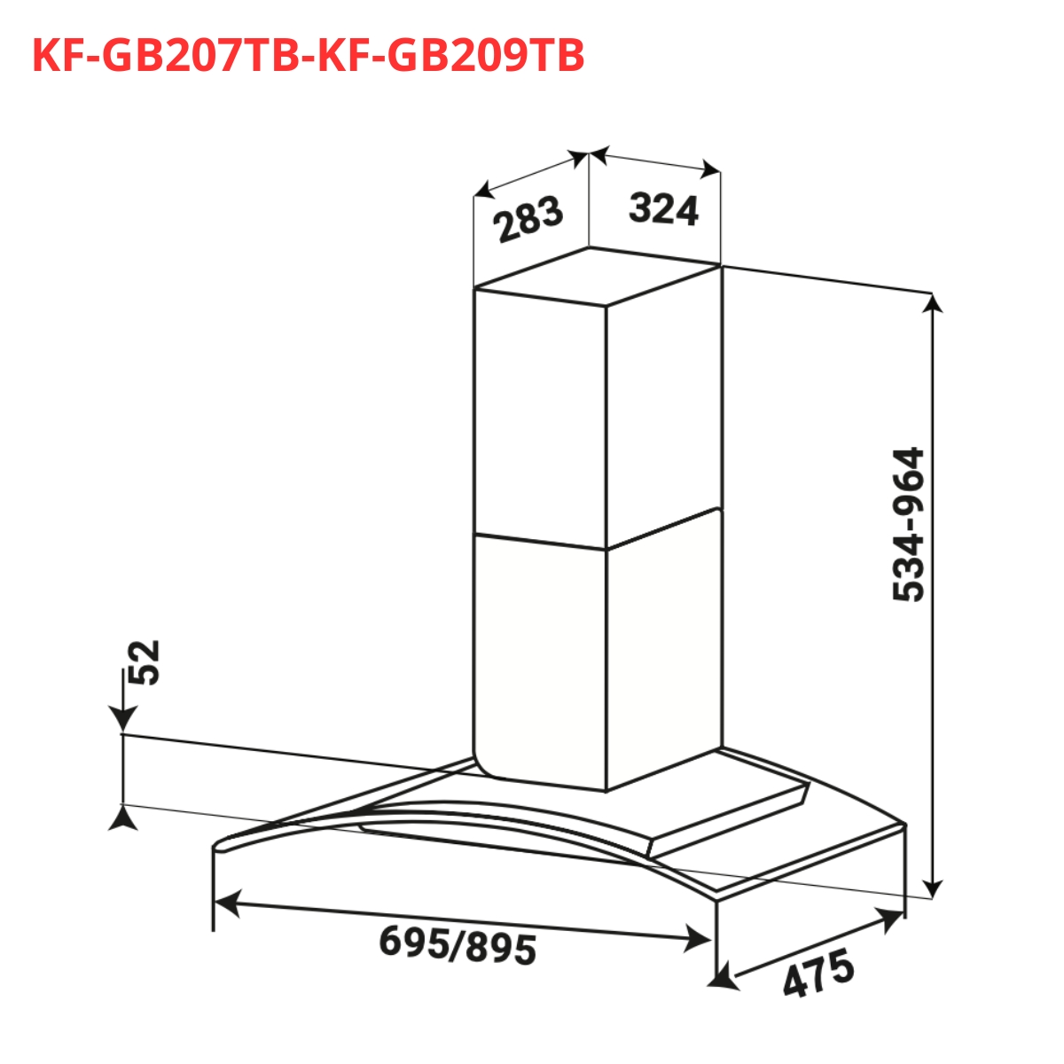 Máy hút mùi kính cong KAFF KF-GB207TB / KF-GB209TB