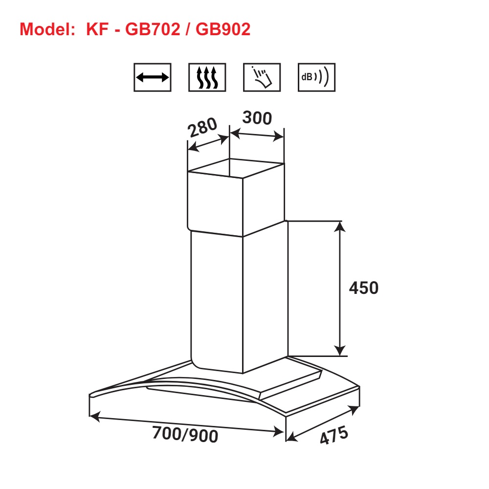 Máy hút mùi kính cong KAFF KF-GB702 / KF-GB902