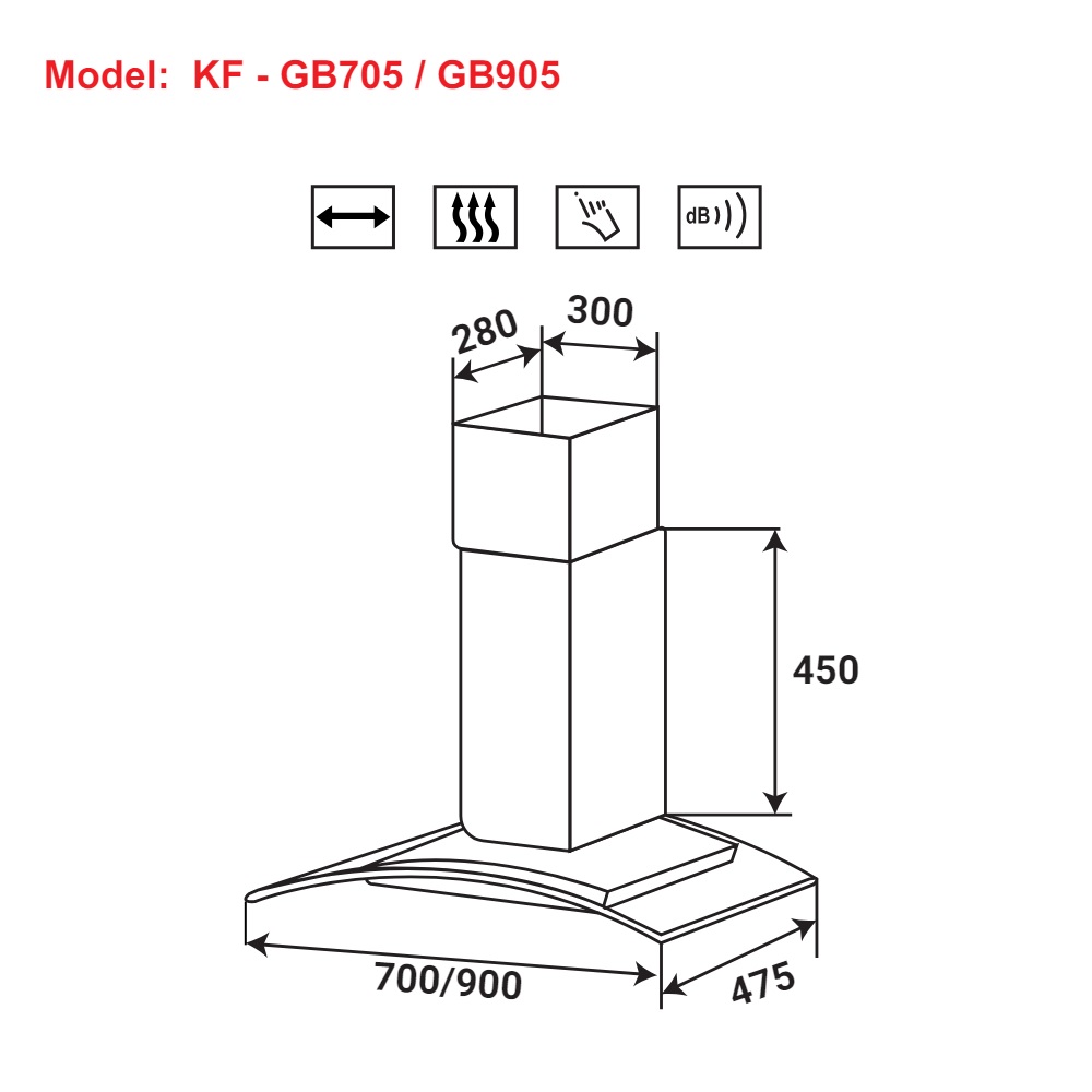 Máy hút mùi kính cong KAFF KF-GB705 / KF-GB905